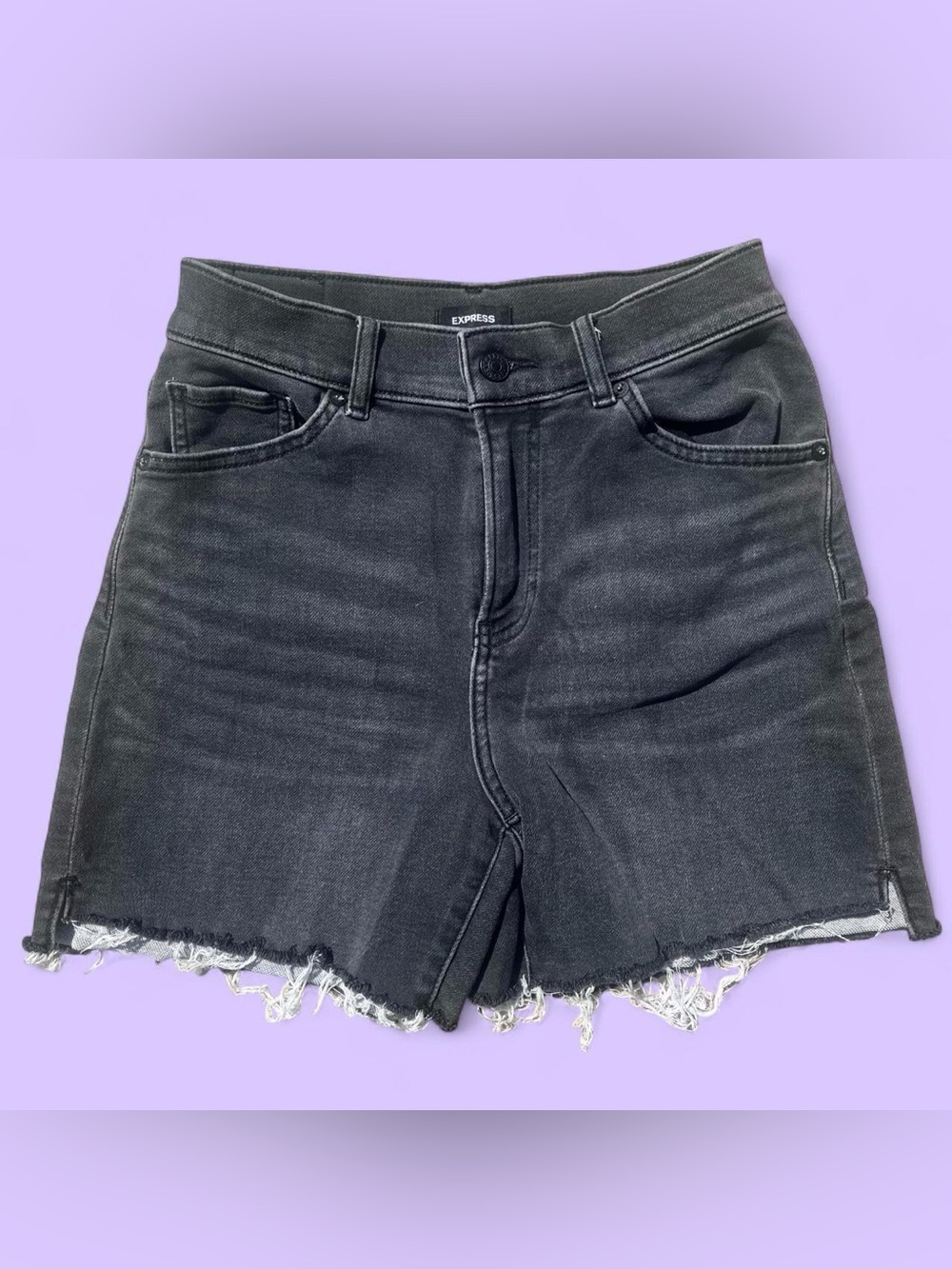 Express Black High-Rise Cutoff Denim Shorts